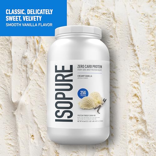 Image of Isopure Zero Carb 100% Pure Whey Isolate Vanilla Protein Powder 3 Lbs + 1 Bottle of Clear Protein Water with Electrolytes, 15g Whey Protein Isolate, Zero Sugar, Mixed Berry, 20 fl oz Bottle