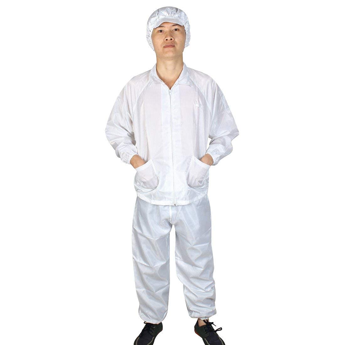 Imported Unisex Long Sleeve Zipper Stripes Pattern Anti Static Overalls Suit-image-33
