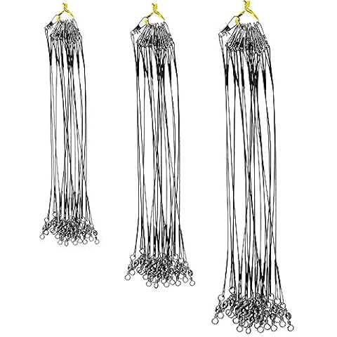 DECARETA 72pcs Fishing Wire Trace Leaders Lure Wire Trace Stainless Steel Trace Leaders with Snap for Pike Hidden Main Line Prevent Fish Bite Line 15cm 20cm 25cm (Black) Cover