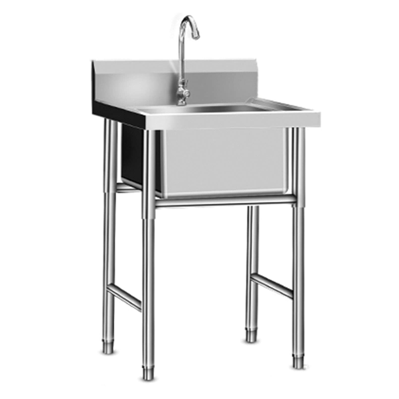 ZQFHSX Stainless Steel Prep & Utility Sink - 1 Compartment Commercial Kitchen with Strainer Bottom Grid (Restaurant, Kitchen, Laundry, Garage)