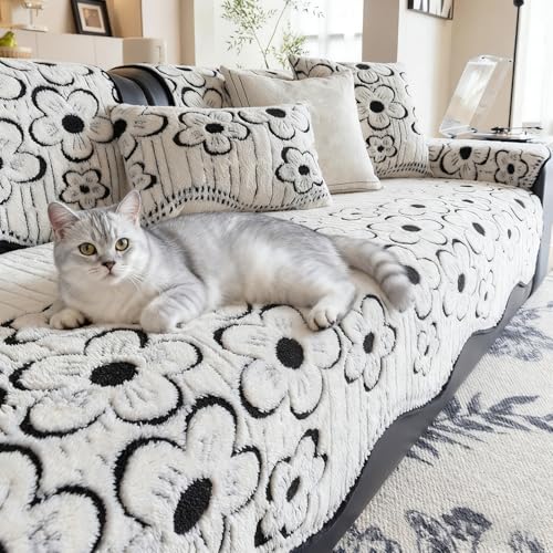 Genérico Funda De Sofá Lavable para Perros, con Estampado De Flores, Antideslizante, Suave Y Esponjosa, Cómoda Funda para Muebles Apta para Mascotas para Todos Los Sofás