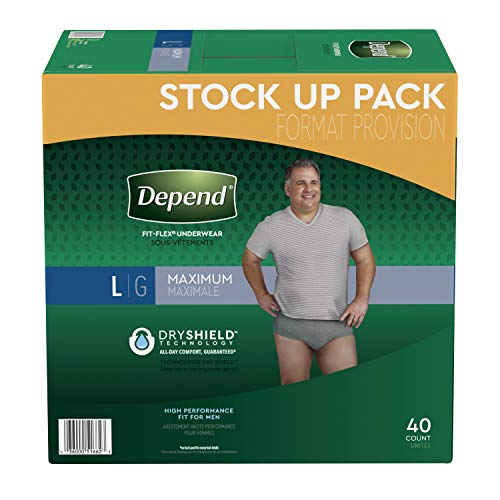 Image of Depend FIT-FLEX Incontinence Underwear for Men, Maximum Absorbency, Disposable, Large, 40 Count