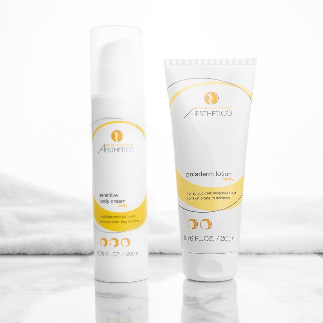 AESTHETICO Sensitive Body Cream - Schützende Körperlotion für trockene Haut/Neurodermitis, parfümfrei (2 x 200 ml)
