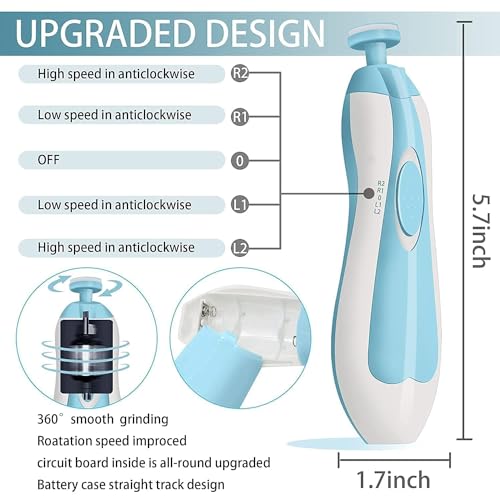 Image of Farraige Baby Nail Trimmer New Born with Lights | Electric Baby Nail Cutter 0-6 Months with Multiple Filer Heads Adjustment | New Born Baby Products, Pack of 1