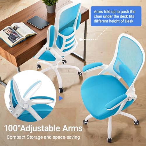 Image of HYLONE 400lbs Heavy Duty Office Chair, 5 inch Thickened Seat Ergonomic Desk Chair with Adjustable Armrests, Home Office Computer Chairs for Long Hours Mesh Executive Chair(Blue)