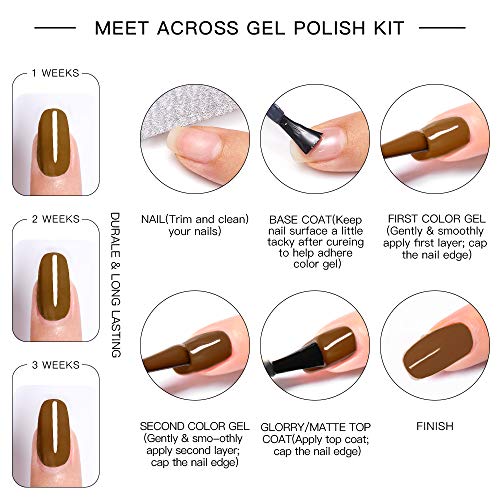 MEET ACROSS Braunes Gel-Nagellack-Set - 6 Stück Nude Grey Autumn Winter Gel Polish Kit UV LED Soak Off Gel Polish Herbst… – Bild 5