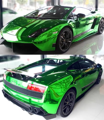 Image of LZLRUN 1FT x 5FT Chrome Mirror Vinyl Wrap Adhesive Car Sticker Decal Film (Green, 1FT x 5FT)
