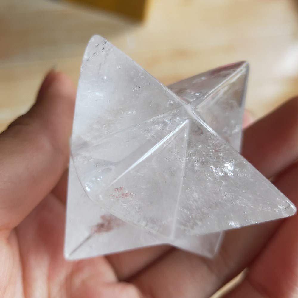 Cristallo di Meditazione Naturale 5cm Natural Clear Crystal Merkabah Pendulum Pietre di Cristallo Pietre di Cristallo Merkaba Stelle Pendente Gioielli Collana Minerali di energia Pietra di Cristallo