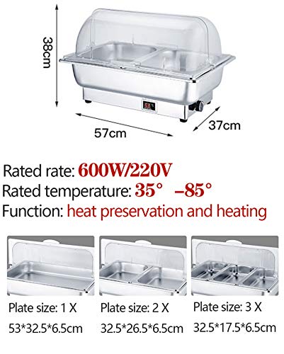 Chafing Dish 9L, Speisenwärmer Warmhaltebehälter Elektrisch, Buffetwärmer Edelstahl für Buffets, Bankette, Hauspartys… – Bild 5