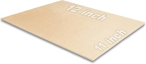 Madera contrachapada de abedul báltico rectangular de 11 x 12 pulgadas, hojas de madera para manualidades de 0.12 pulgadas de grosor, paquete de 1