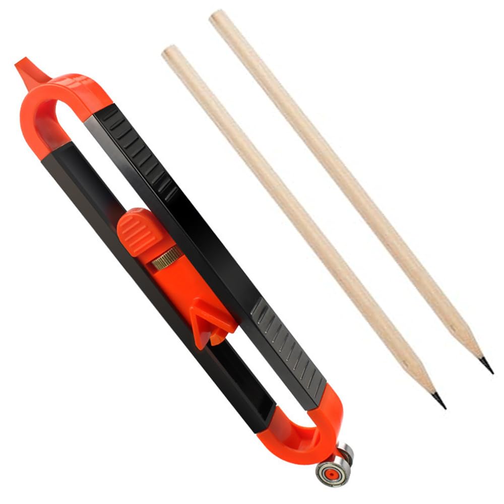 QPINGH 1Pcs Precise Contour Scribe Tool with 2 Pencil, Upgrade Measuring Scribe Tools With Lock For Pencil for Woodworking Finish Carpenter,