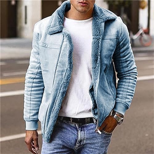 Winter Coats for Men Shearling Leather Bomber Coat Faux Leather Sherpa Fleece Lined Jacket Heavyweight Suede Jackets2