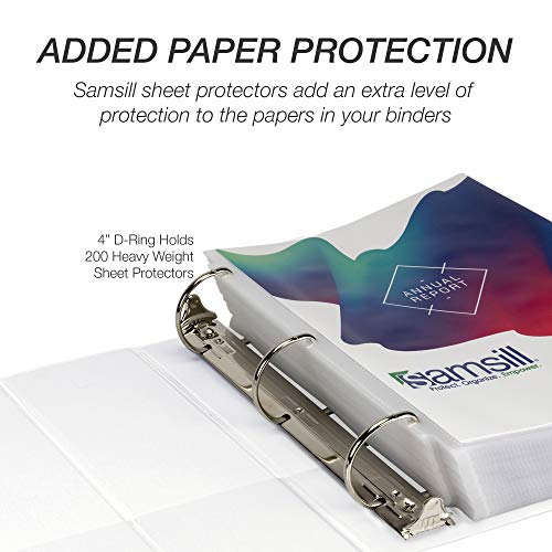 Image of Samsill Durable 4 inch 3 Ring Binder, D Ring Binder, 100% Recycled Chipboard, White, 2 Pack
