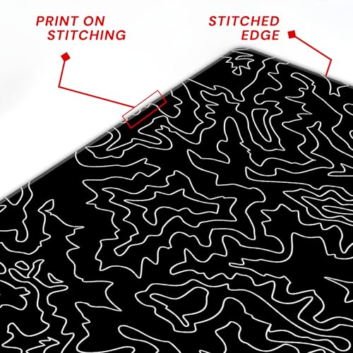 Image of Black Canyon Map Stitched Mousepad (12x31) for Laptop, Desktop, PC and Gaming Deskmat (Stitched Black 2.O, XL)