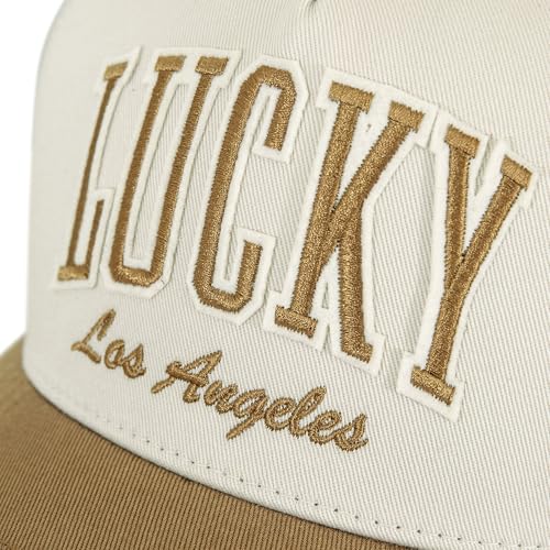 Image of Lucky Brand Snapback Hat | Adjustable | Baseball Cap | Retro | American Heritage | 5 Panel Design | Cotton Canvas