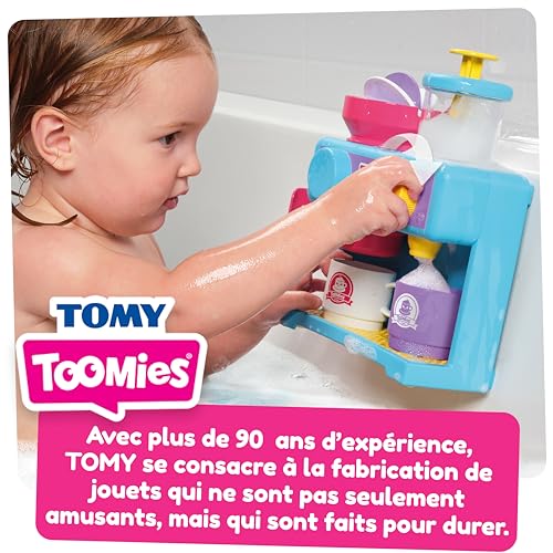 Tomy Toomies Bade-Barista, Wandmontiertes Baby-Badespielzeug als Café & Schaumbad-Spielküche für Kleinkinder - Küchen-Set: 3 Tassen, 1 Krug, 1 Shaker – ab 18 Monaten für Mädchen & Jungen