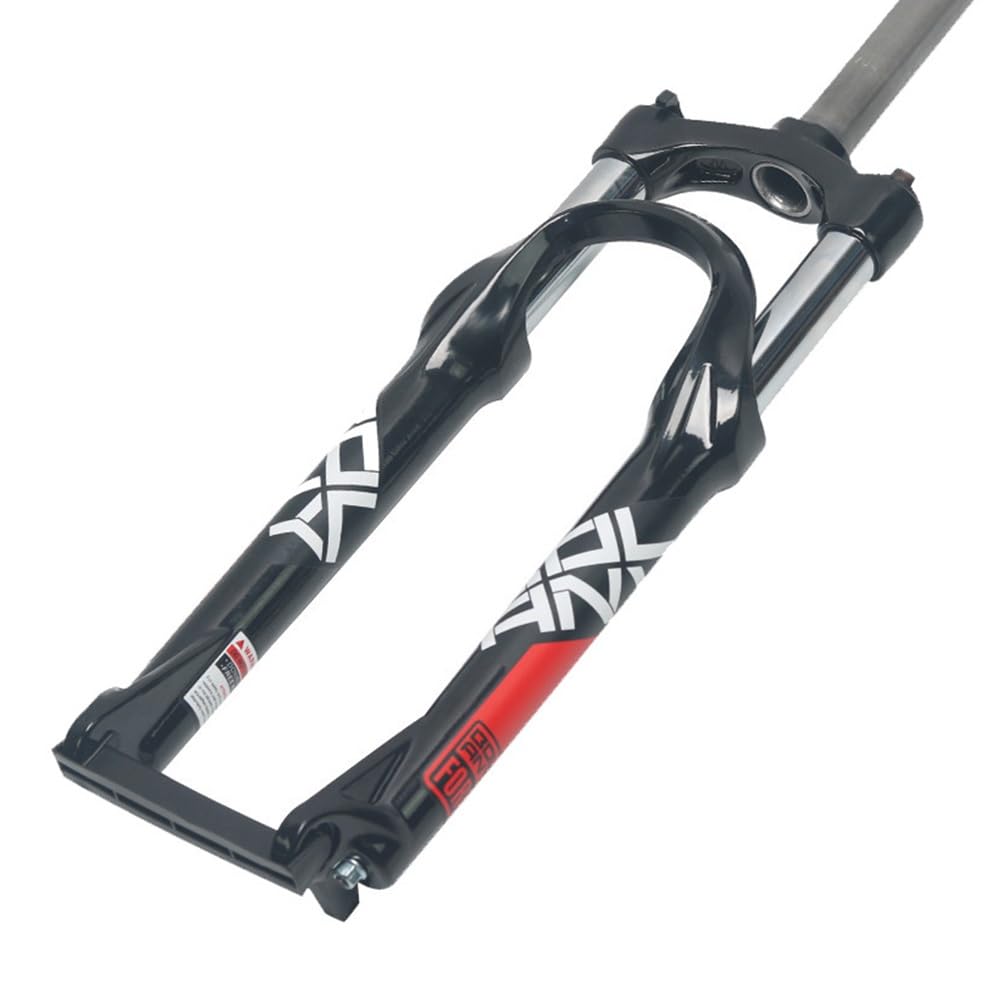 LHHL Mountain Bike Front Fork 24 Inch Travel 100mm MTB Air Suspension Fork Manual Lockout Bike Suspension Fork 1-1/8 Straight Tube QR 9mm