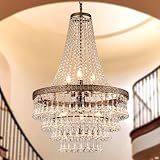 TOCHIC French Empire Crystal Chandelier Lighting Antique Bronze, 6-Light French Country Foyer Chandelier Pendant, Hanging Ceiling Lighting Fixture for Dining Room, 22' Dia x 35' H