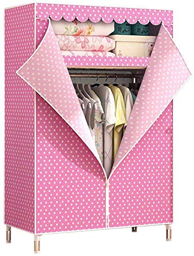Armario de tela Oxford lavable con barra para colgar ropa y estantes