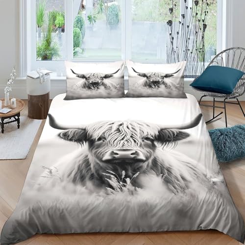 Parure de lit garçon Vache des Highlands 140x200cm avec housse de couette douce 3D - 4