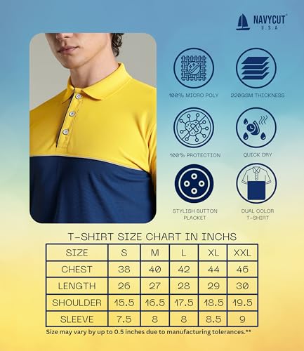 Image of Men's Polo T-Shirt | Regular Fit Short Sleeve Shirt with Collar | Solid Color Casual & Sport Polyester Top for Men | Machine Washable