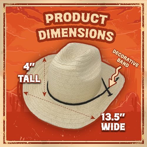 Podzly PZ755102 12 Pieces 24 Inch Straw Cowboy Hats thumb #2