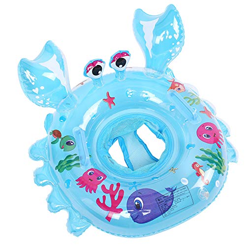 Baby Float 6-12-18-36 Months Inflatable Baby Swim Ring with Safety Seat | Toddler Swimming Float for 1 2 3 Year Old Soft Padded Design Bath & Pool Accessories(Crab - Blue)