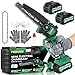 PECHAM 8 Inch Mini Chainsaw Cordless, 800W Brushless Motor Electric Saw with 2×3.0Ah Batteries & 2 Chains, Lightweight Handheld Chainsaw with Safety Lock for Tree Pruning, Wood Cutting