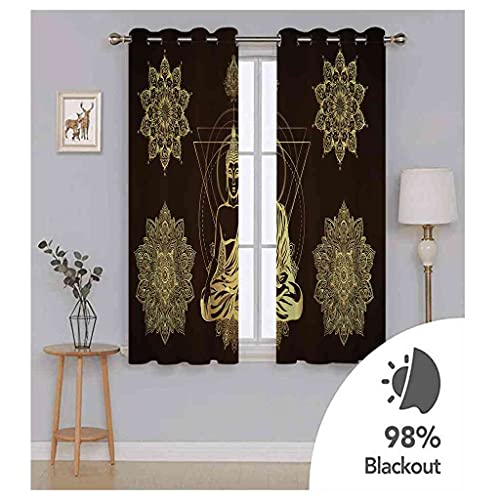 Rideaux occultants bouddha fleur dor 3d isolant phonique chambre - 6