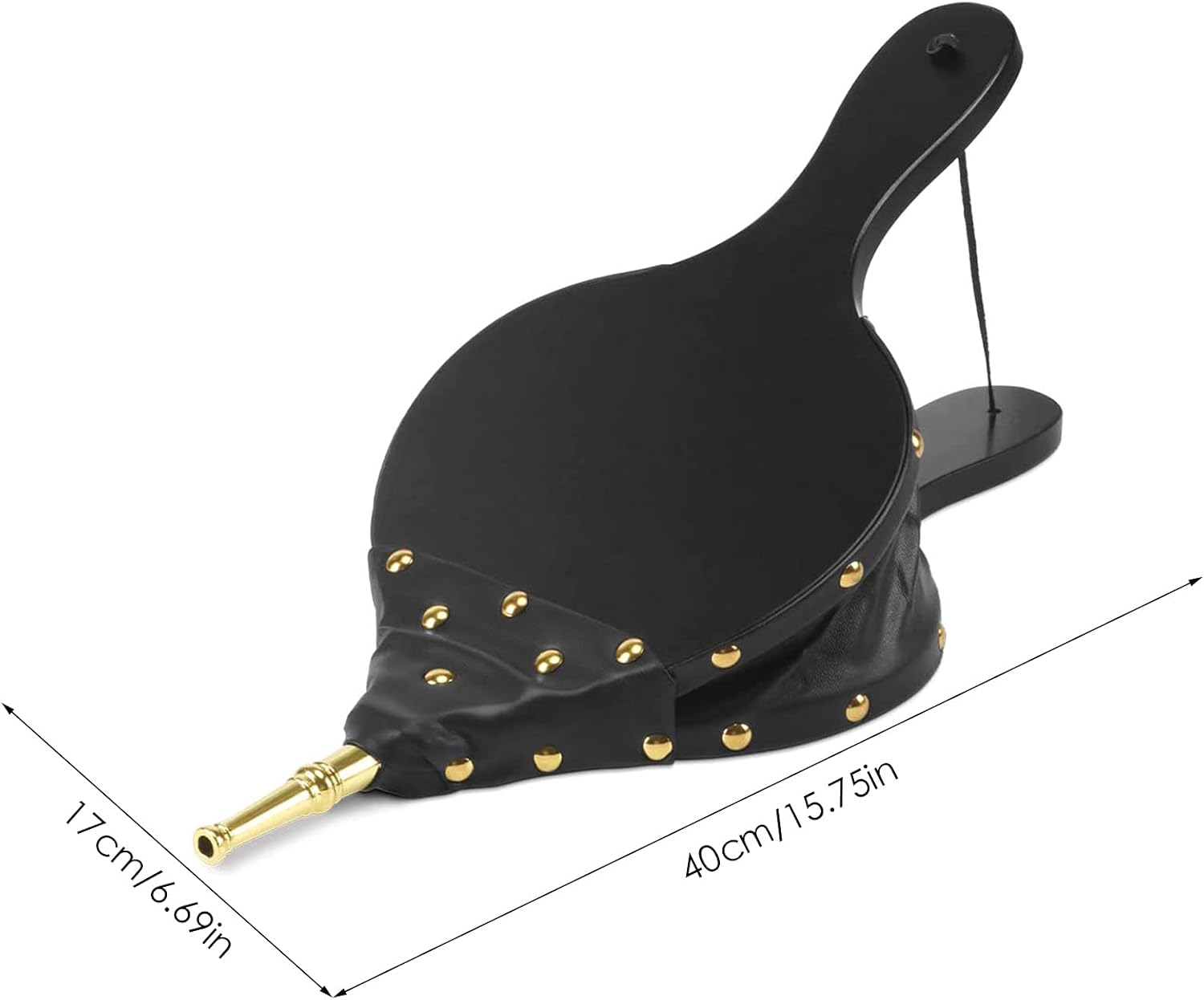 ZWPARTS Fireplace Bellows Large Wood Air Blower 17" x 7.5" Black Hand Bellow Pump with Hanging Cord for Outdoor Fire Pit Camping BBQ Grill - Image 4