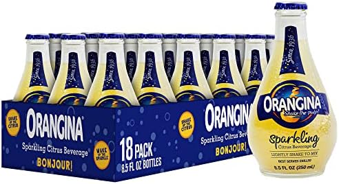 Orangina - Citrus Sparkling Juice Beverage (18 Bottles Total) - Light Pulp - Original Imported European French Recipe - No Artificial Ingredients - (3 Packs of 6 Bottles) (18 x 8.5 oz Bottle)