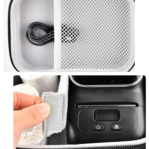 Image of Boobowl Hard Case for Phomemo M110 /M110S Label Maker | Organized Label Roll Storage, Mesh Pocket for Charging Cable, Home Office Inventory, Small Business - Black