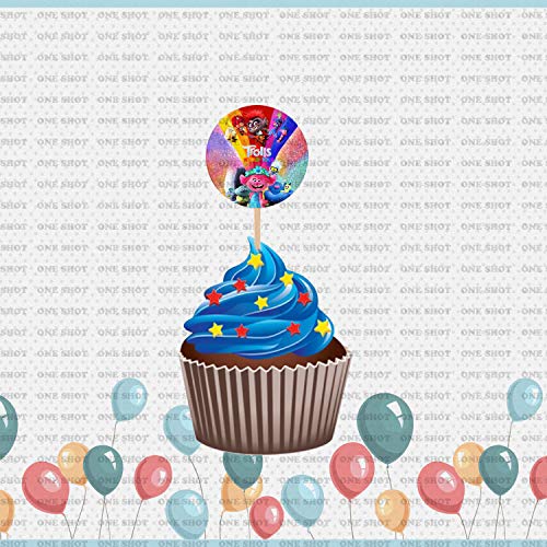 One Shot Trolls Cupcake Toppers Party Supplies Decorations thumb #2