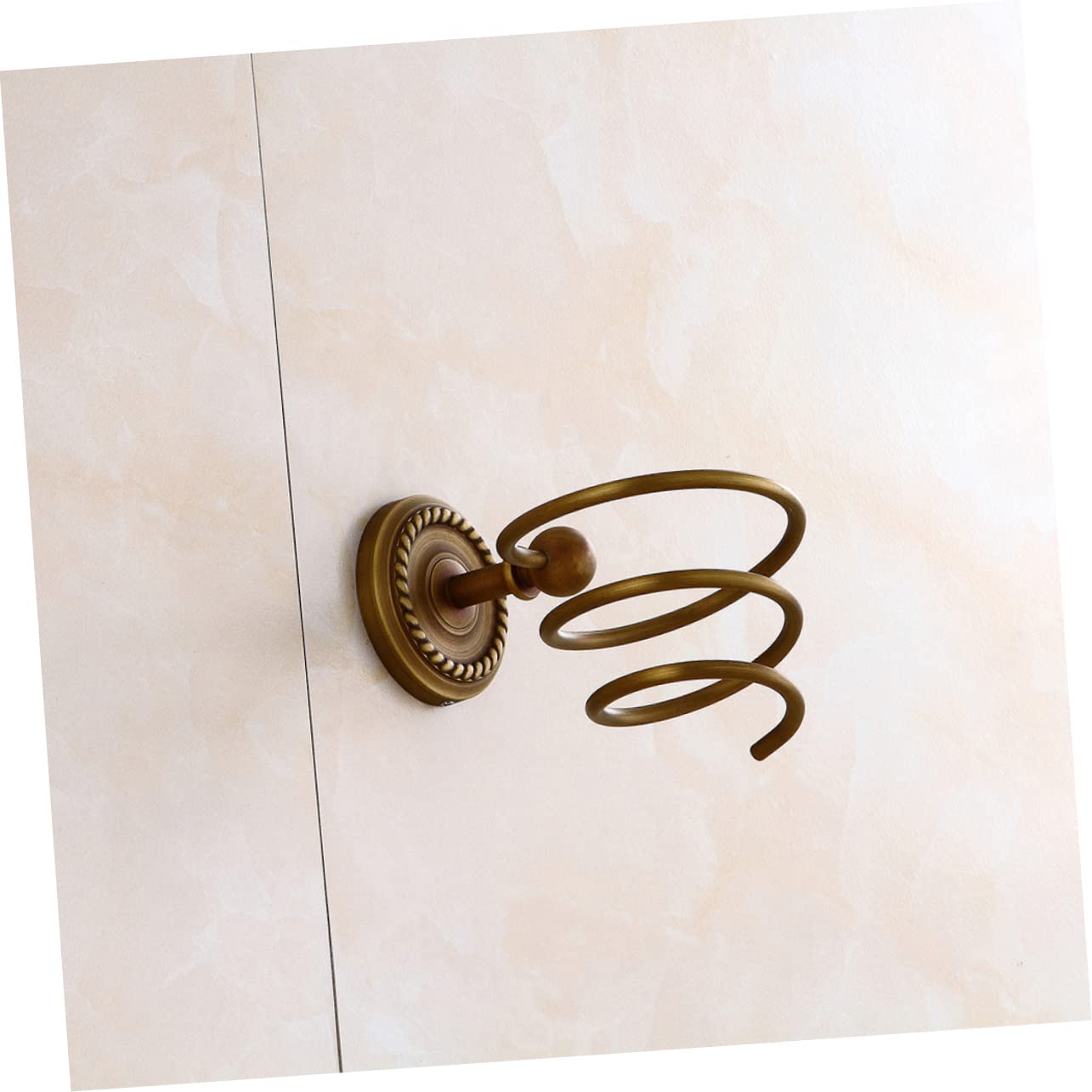 OSOLADY Lid Spiral Hair Dryer Holder Wall Mounted Blow Dryer Rack for Bathroom Max 20kg Capacity Refined Brass Easy Install (screws Wrench Included)