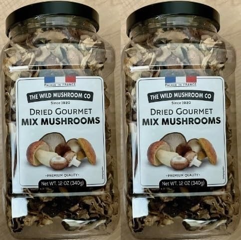 (Pack of 2) The Wild Mushroom Co. Dried Gourmet Mix Mushrooms, Premium, Quality, Packed in France, Net Weight 12 oz (340g)