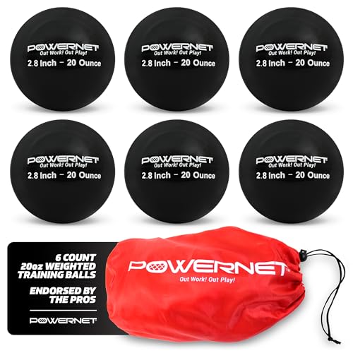 PowerNet Weighted Baseballs for Hitting & Training, 6 Pack