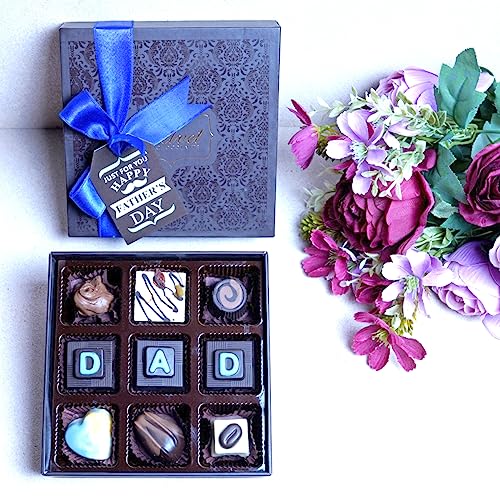 Image of Velvet Fine Chocolates Fathers Day Gift for Dad with Premium Chocolate Gift Hamper | 9 Assorted Chocolate Gift Pack