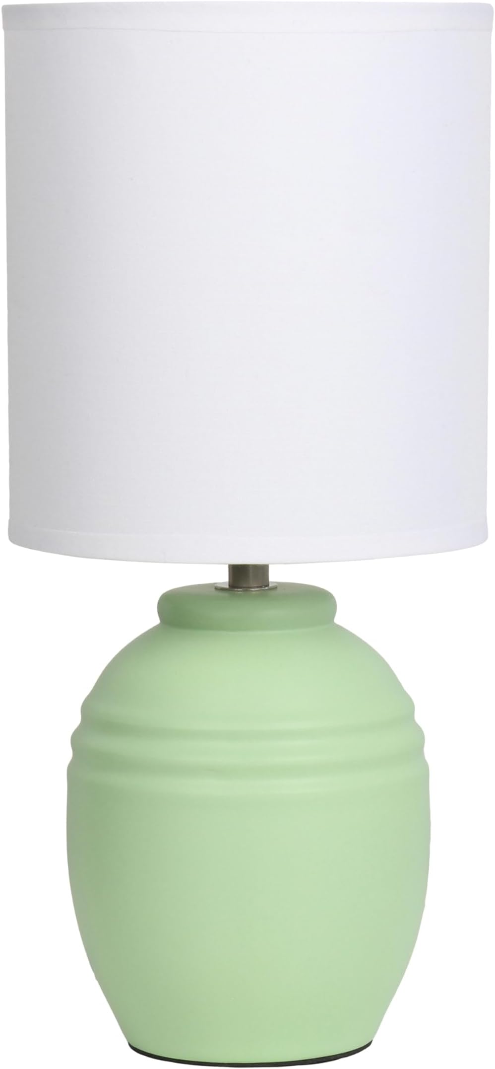 LT1164-SGE 12.5" Chic Glow Mini Classic Jar Table Lamp with Fabric Shade, for Bedroom, Office, Living Room, Stylish Spaces, Sage Green