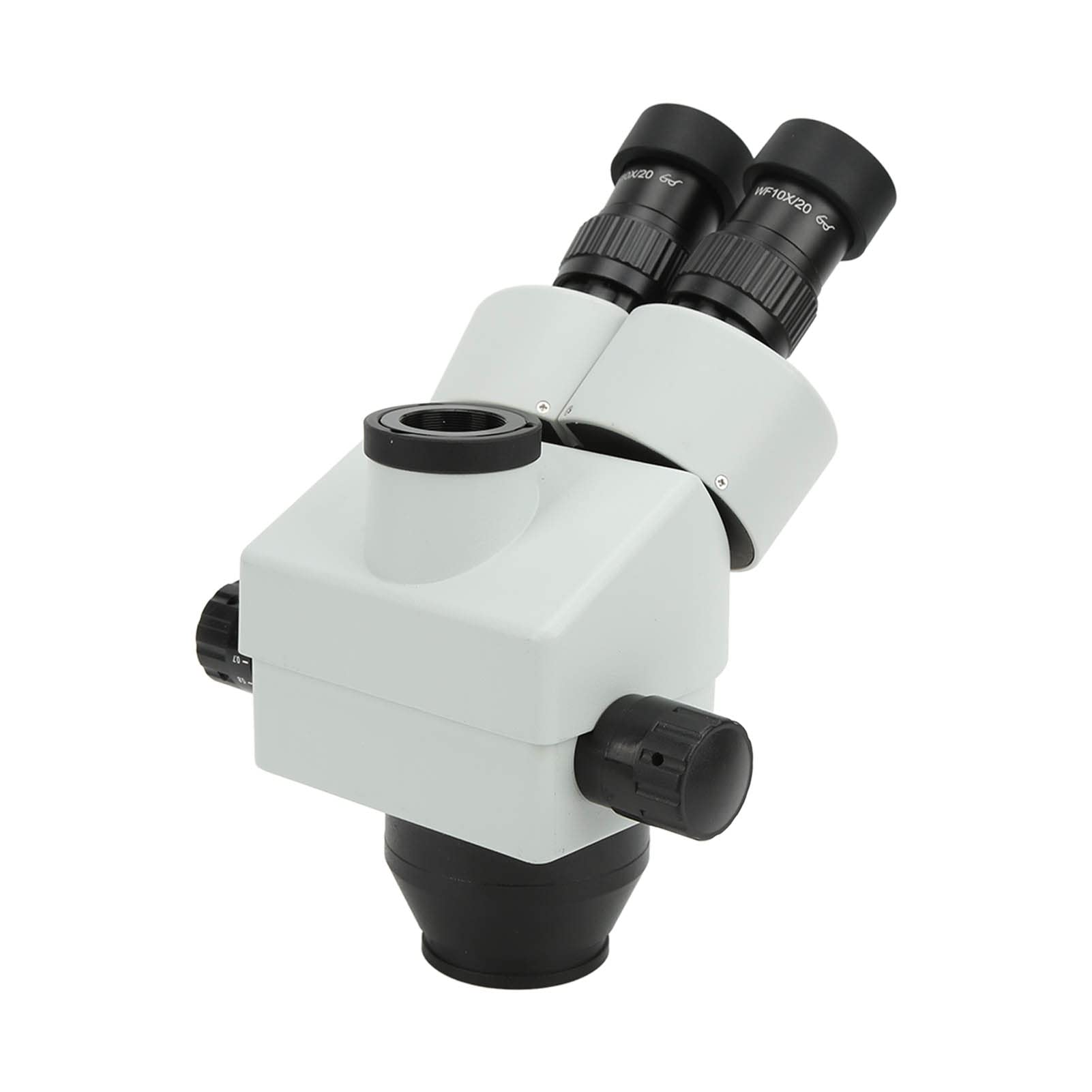 Cabezal de Microscopio Estéreo con Zoom, Cabezal de Microscopio Trinocular de Vidrio Metálico de 3,5X a 45X con WF10X 20 Oculares, Inclinación de 45 Grados, Rotación de 360 ​​para