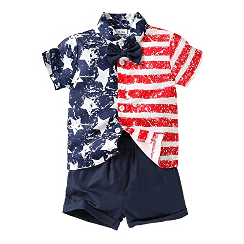 Image of JEELLIGULAR Toddler Baby Boy Summer Clothes Short Sleeve Button Down Shirt Shorts Set Gentlemen Casual Outfits 1-6 Years