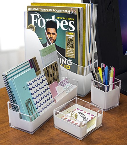Sorbus® Magazine File Holder Storage Organizer, Great For Desktop, Shelf, Home Or Office, White Clear Lucite (Magazine/File Holder) #TOP3