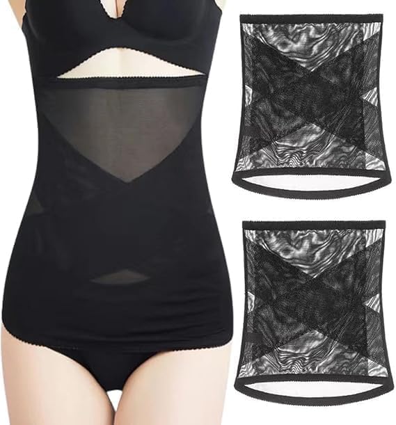 eleg & stilance Women's Summer Tummy Tucker Waist Control Shapewear | Breathable Mesh Net Elastic Body Shaper Crossover Belly Belt | XL Till 3XL-picture-14