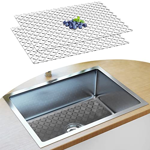 Top-spring Sink Mat, 2Pcs Kitchen Sink Protector Mat for Ceramic/Stainless Steel Sinks, Cut to Size Draining Mat 30 x 40cm (Clear) - Image 2