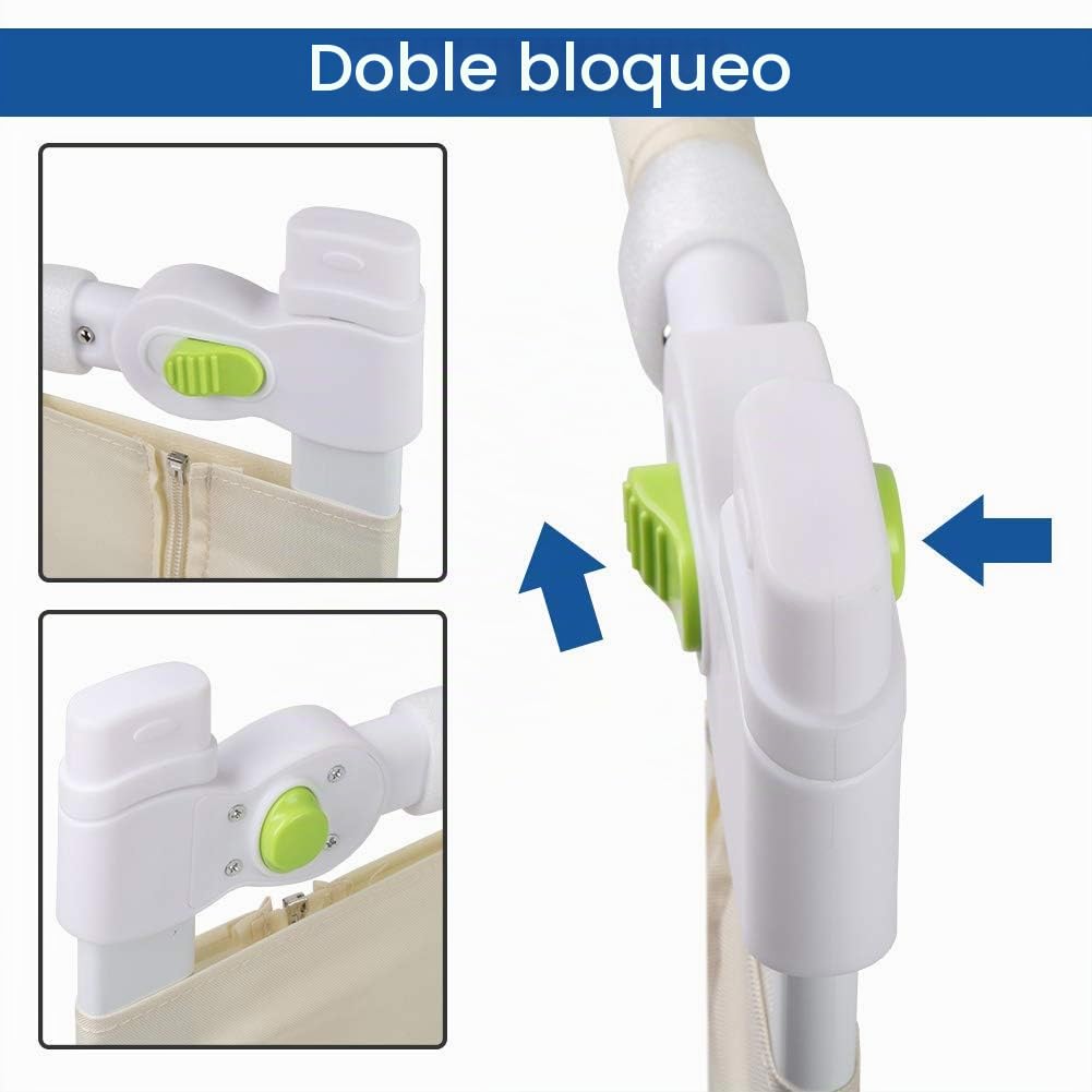Ejoyous Barrera de Seguridad Plegable Ajustable para Cama Infantil, Rejilla para Cuna de bebé, Rejilla para protección contra caídas 1,5 m.