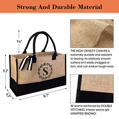 Giftoxo Birthday Gifts For Women,Gift For Friends Female Her,Personalized Initial Tote Bag,Jute/Canvas Tote Bag (S) #TOP1