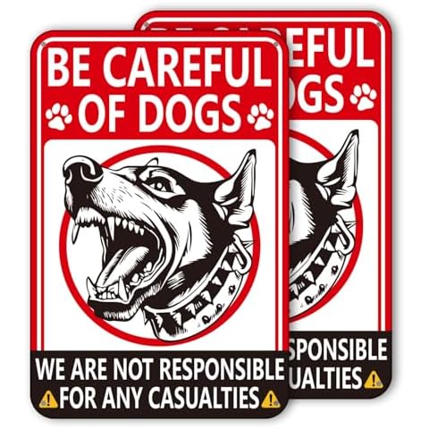 2pcs Waterproof Iron Beware of Dog Signs Cover