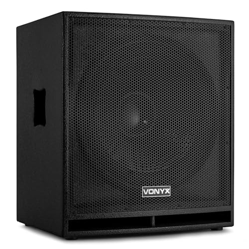 Vonyx SWP18 Pro Subwoofer PA Activo 46cm (18") (600W Potencia máx., Amplificador Integrado Filtro Paso bajo, bassreflex, Brida estandar, Carcasa MDF, Tomas XLR y RCA)