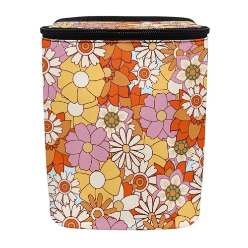 Image of KEIAHUAN Car Garbage Can for Back Seat with Lid Abstract Hippie Flower Reusable Save Space Car Trash Bin Large Capacity Hanging Multipurpose Trash Bag for Automotive Office Home