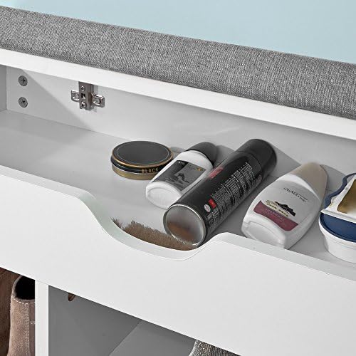 SoBuy® FSR45-HG, White Shoe Storage Cabinet Shoe Rack Shoe Bench with Lift Up Bench Top and Grey Cushion