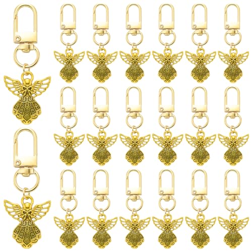 WEWAYSMILE 20Pcs Guardian Angel Keychain Bulk Golden Funeral